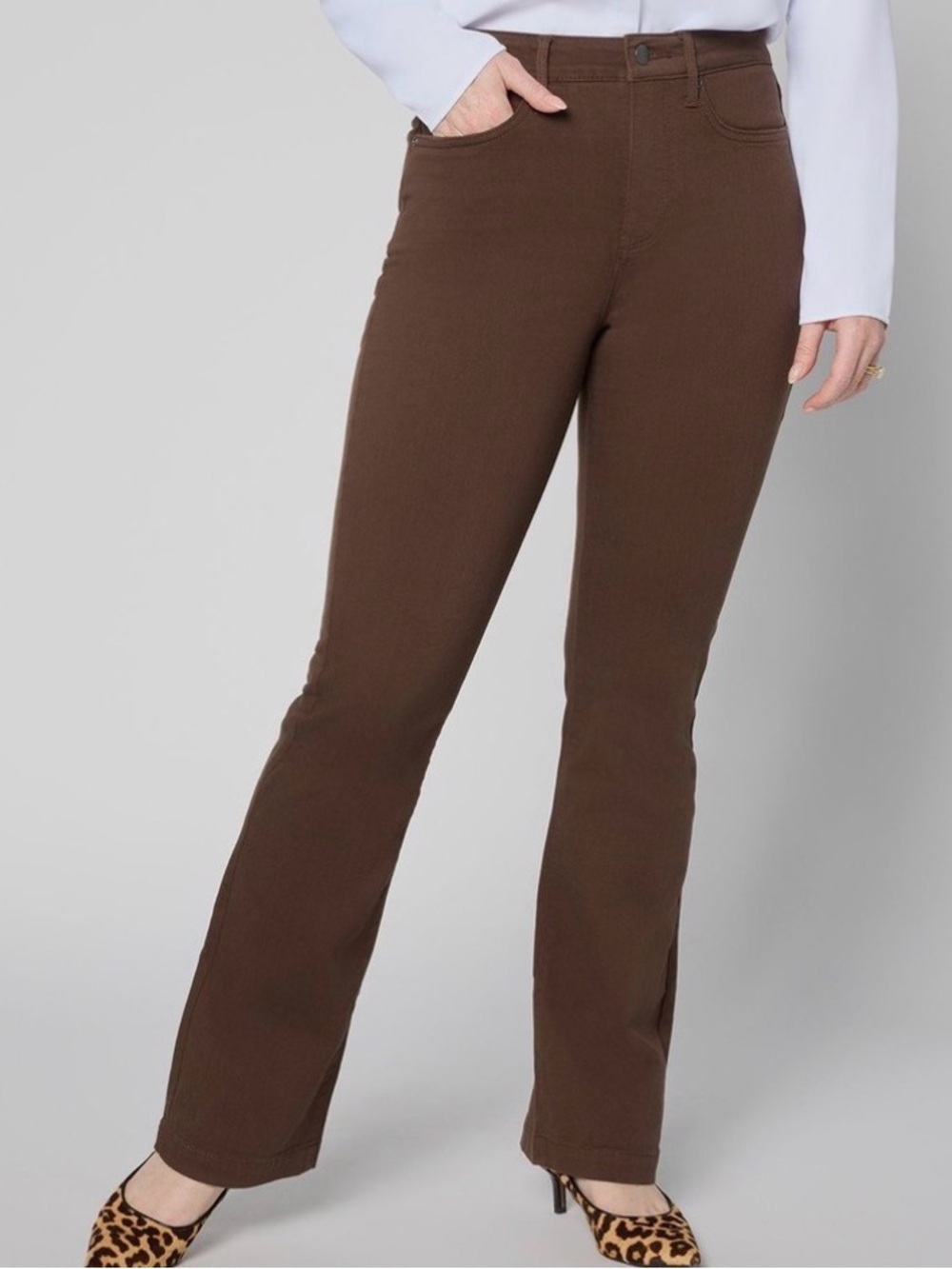 NWT NYDJ Sure Stretch High-Rise Barbara Bootcut Jeans Chocolate Bark Petite 4